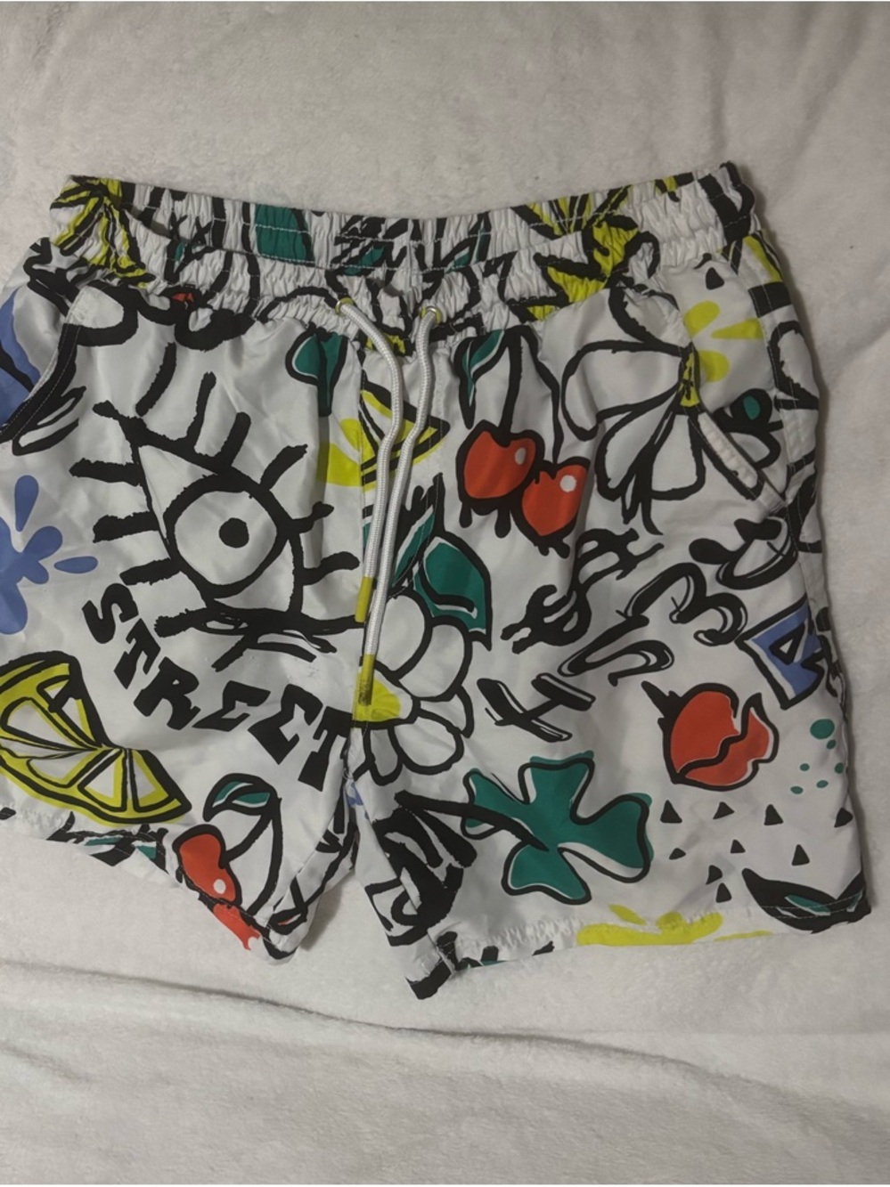 No Boundaries Green, White, Black Patterned Swimwear